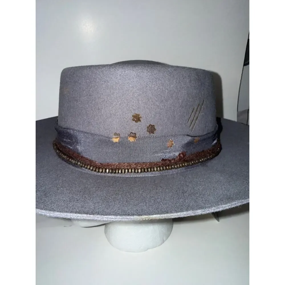 Free people cosmic round top grey wool hat size medium. Cowboy rodeo hat NWT.